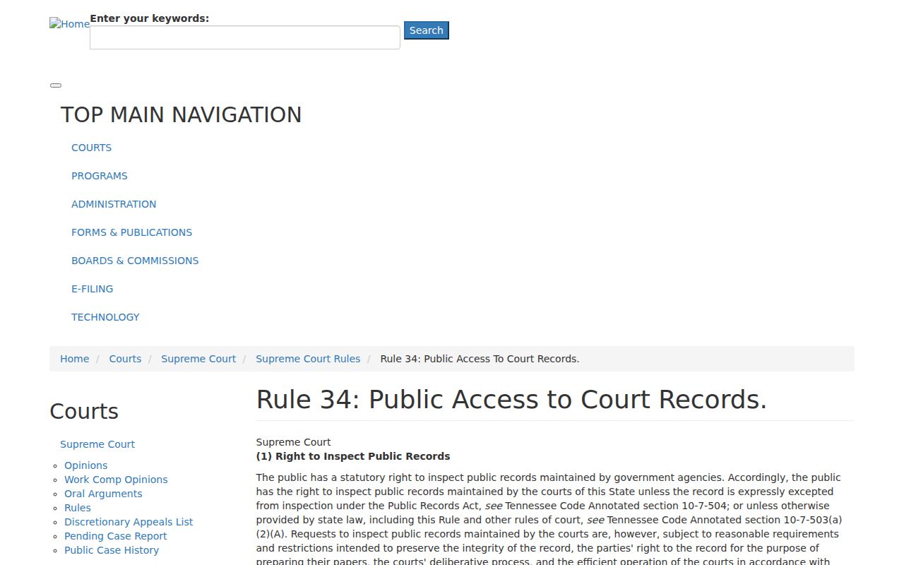 Decatur County bench warrant records: Tennessee public-access rule page