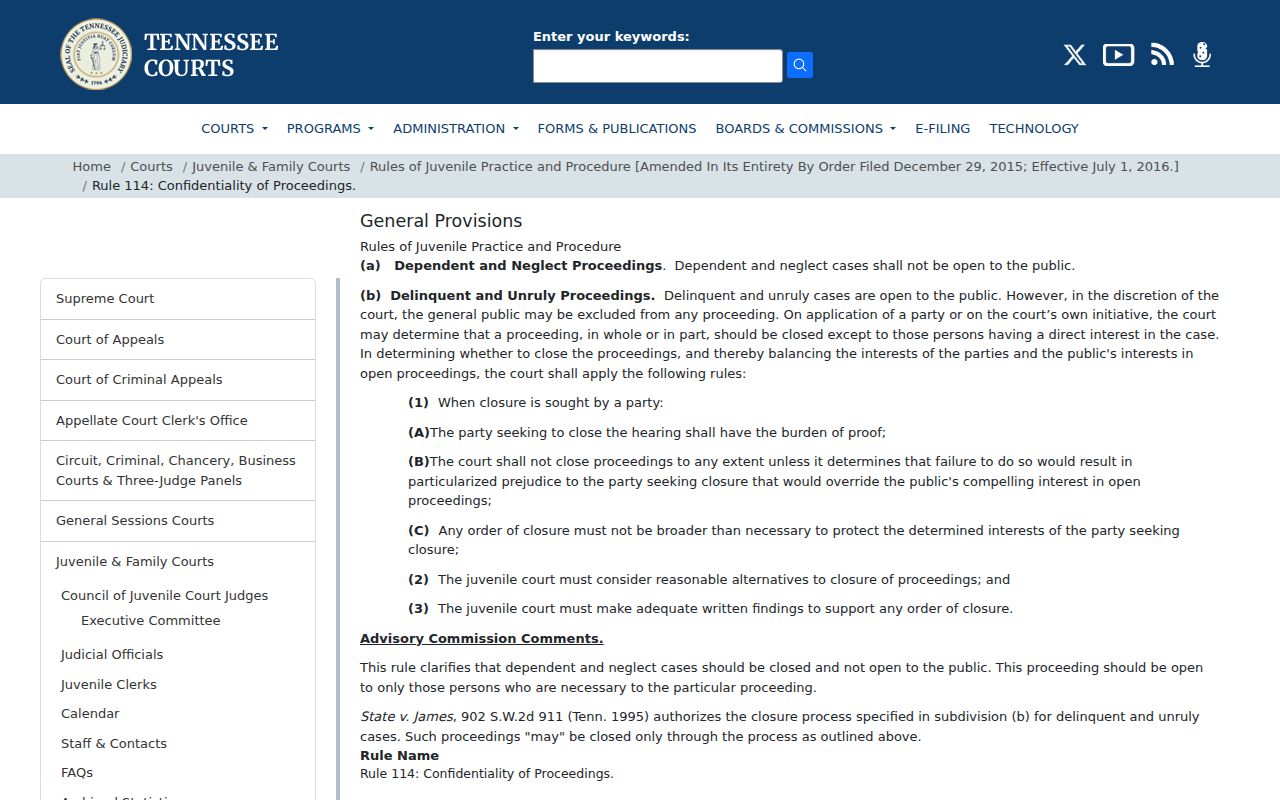 Decatur County municipal warrant records: Tennessee juvenile-record confidentiality rule