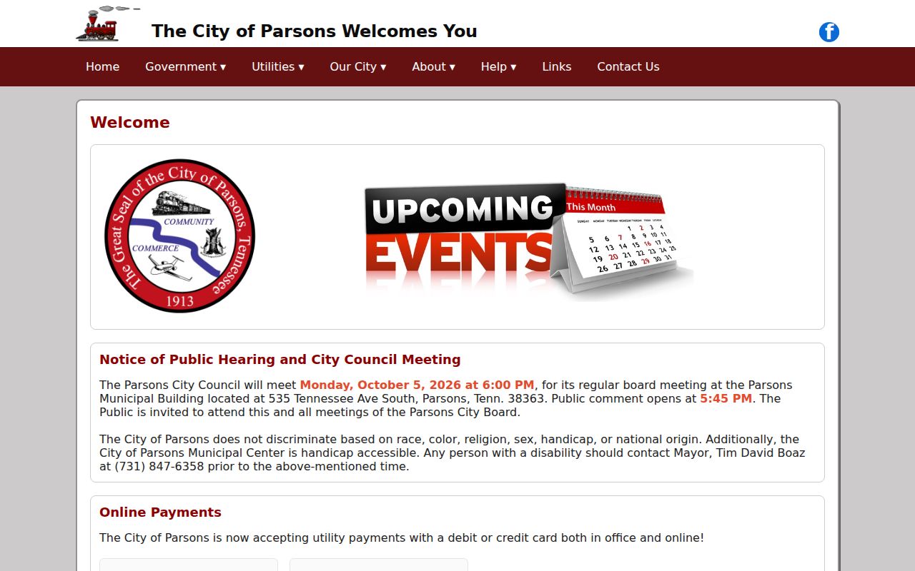 Parsons warrant records: Parsons Municipal Building public information