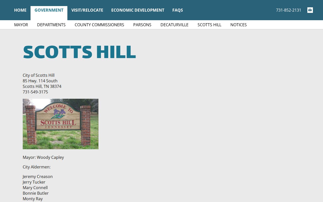 Scotts Hill warrant records: Decatur County's official town contact information